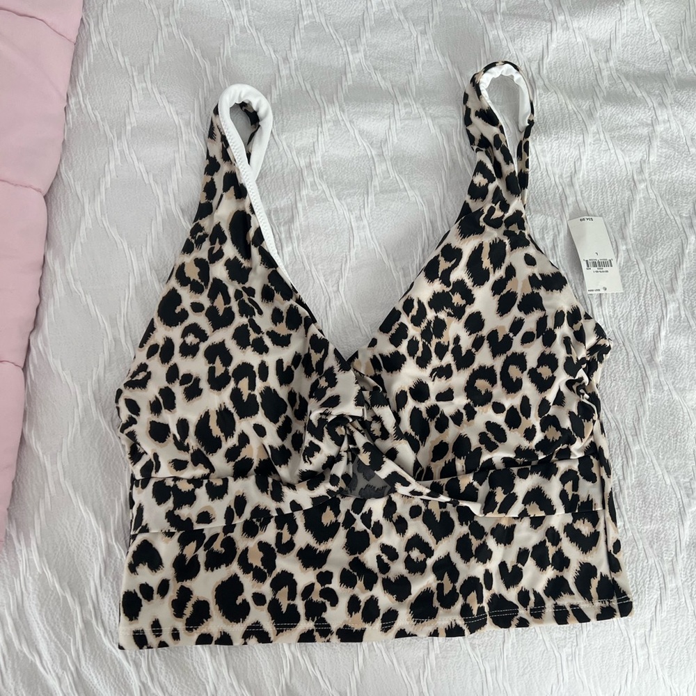 Longline bathing suit top with cut out in front